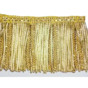 OEM Handmade Gold Bullion Franjas Personalizado Golden Silver Bullion Franja em Ouro Brilhante ou Prata Decorativa para Robe