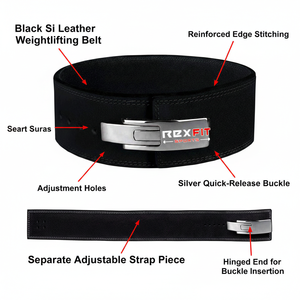 Ceinture de musculation Rexfit Sports en cuir véritable, ceinture de musculation en cuir de vache avec fermoir à levier, soutien du dos pour la salle de sport et la musculation - Product Image 4