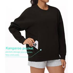 Sudadera de mujer con hombros caídos y cuello redondo de algodón 100% de peso pesado de alta calidad, diseño de impresión personalizado, sudaderas con capucha lisas informales para mujer - Product Image 3