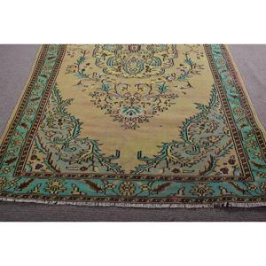 Vintage Turkish Rug 6,2x10,1 ft, <b>Yellow</b> Solid Rug - Product Image 5