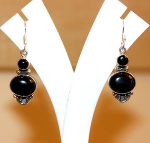 Pendientes colgantes de ónix negro de cristal curativo étnico de Plata de Ley 925 hechos a mano con turquesa de Nepal Idea de regalo joyería - Product Image 4