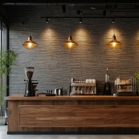 Panneau mural WPC moderne imperméable à l'eau, revêtement imitation bois pour design d'éclairage encastré LED |   Installation rapide pour le commerce de meubles de salon