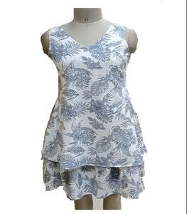 Robe d'été sans manches Azure Bloom, robes élégantes en viscose et rayonne, confortables et légères - Product Image 3