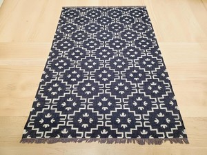 Tapis rectangulaire moderne à motif géométrique en laine et acrylique, tissage plat, avec envers en jute antidérapant et poils fins pour salon - Product Image 2