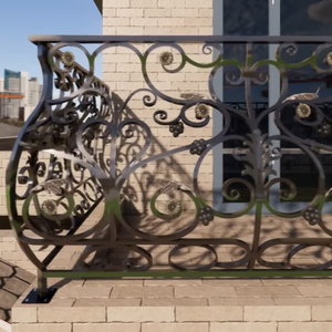 Barandilla de balcón de hierro forjado moderno con diseño forjado a mano personalizado para una decoración elegante al aire libre y balcón interior - Product Image 6