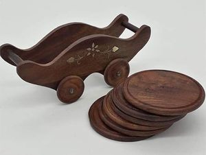 Posavasos de madera redondo de alta calidad de Taqi Craft International con base dura para cocina y uso en hoteles - Product Image 2