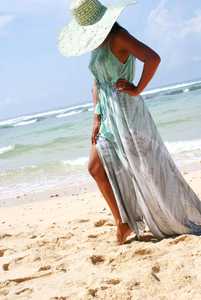 Robe longue trapèze en rayonne tie-dye, design tendance, tissée, décontractée, sans manches, style doux, écologique, lavable, taille naturelle - Product Image 5