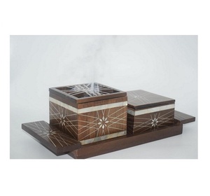 2026 Ramadan meilleure vente arabe en bois nacre incrusté Bakhoor brûleur d'encens luxe Rose parfumée Oud religieux - Product Image 2