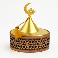 Pot de Date Islamique en Métal Rouge avec Couvercle en Croissant de Lune Boîte Cadeau Ramadan Eid Mubarak Porte-Fruits Secs Décoratif Boîte à Snack Musulman