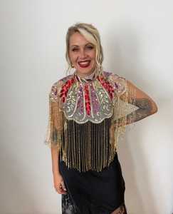 ชุดเดรสเทศกาลเบอร์เลสก์ประดับด้วยลูกปัดเลื่อมปักลายไข่มุกทรงตรงคอสำหรับเทศกาลสง่างาม - Product Image 3