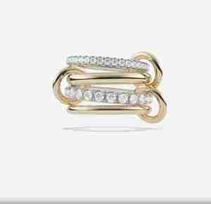 Anillo personalizado de oro macizo de 10K, anillo conectado de enlace múltiple, anillo de conector de diamante de moissanita redondo, anillo de declaración de eternidad para ella - Product Image 1