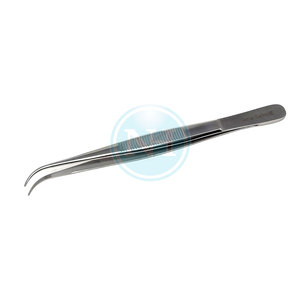 Pinces à pansements courbées dentelées pour la manipulation délicate des tissus en usage clinique Pinces à pansements courbées dentelées professionnelles - Product Image 1