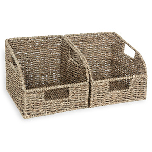 Seagrass desk organizer with compartments stationery holder magazine leaflet rack office desk decor - Product Image 4