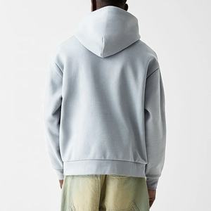 เสื้อฮู้ดผ้าฝ้ายเทอร์รี่ผ้าฟลีซสำหรับผู้ชายเสื้อครอปแบบบ็อกซี่ - Product Image 2