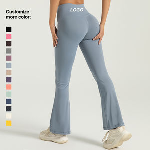 OEM Leggings de sport évasés à taille haute personnalisés Leggings de yoga de couleur unie avec fermeture élastique à la taille - Product Image 1