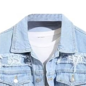 Veste en jean bleu personnalisée de haute qualité Style vintage avec boutons patchs 100% coton tricoté acide - Product Image 3