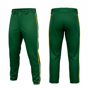 Conjunto de Camiseta y Pantalones de Béisbol Sublimados Personalizados al por Mayor, Verde Bosque con Cuello en V y Diseño de Llama Amarilla - Product Image 5
