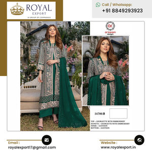 Made in India lanza nueva ropa étnica india Heavy Georgette Plazzo Set con Secuencia y bordado de trabajo - Product Image 5