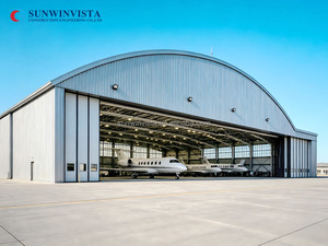 Fabrieksmatig geproduceerde grote, doorzichtige stalen constructie vliegtuighangar met automatische schuifdeur voor vliegtuigopslag op luchthavens - Product Image 4
