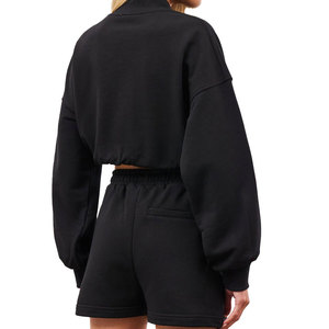 Chándal de Diseño Personalizado, Conjunto de Chándal Liso con Cuello Levantado, Sudadera con Capucha y Pantalones de Chándal Desgastados, Lavado Ácido, Chándal de Mujer - Product Image 6