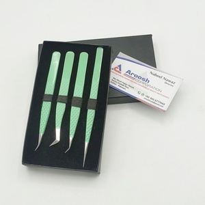 Pince à épiler russe en acier inoxydable verte à 45 degrés d'isolation avec logo personnalisé avec poignée en diamant Design pointu - Product Image 6