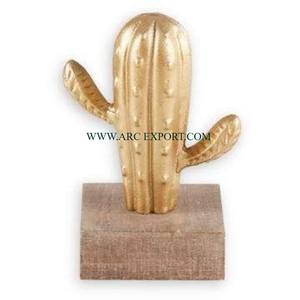 Juego de 2 esculturas de mesa chapadas en oro de metal resistente con base de color negro, suministro de acentos decorativos - Product Image 5