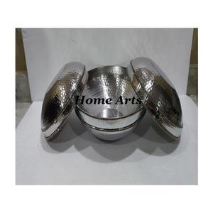 Bol de service de forme ronde dernier modèle couleur or et argent bol de service aux dates en aluminium à bas prix - Product Image 4