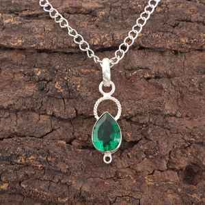 Collar de Plata de Ley 925 con Colgante de Esmeralda, Hecho a Mano, Piedra de Nacimiento de Mayo, Certificado IGI, Elegante Regalo para Mujer - Product Image 1