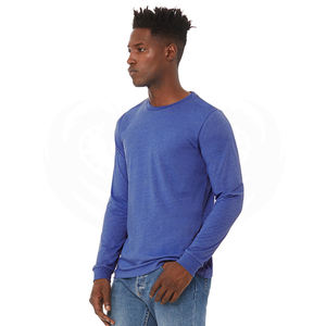 เสื้อยืดผ้าแคนวาสเน็กเจอร์สีเหลืองของผู้ชายเสื้อยืดแขนยาวผ้าสแปนเด็กซ์ทำจากโพลีเอสเตอร์ออกแบบได้ตามต้องการ - Product Image 5