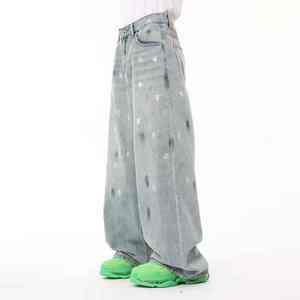 Último diseño al por mayor de los hombres de encargo de la calle fabricante Unisex Vintage Denim Jeans Hombres lavado pantalones holgados - Product Image 1