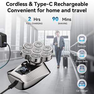 Kit de Afeitado Eléctrico 5 en 1 para Hombre, Afeitadora Rotativa Recargable con Cabezal Giratorio, Carga USB, Resistente al Agua IPX7, Lavable - Product Image 5