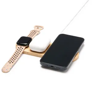 Base di Ricarica in Bambù 3-in-1 Personalizzata per Set Regalo di Gadget - Product Image 3