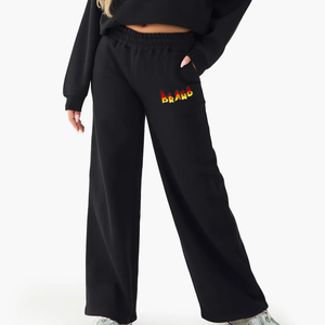 Vente en gros de pantalons de survêtement pour femmes 100% coton 350 GSM vêtements décontractés d'hiver lourds et confortables dentelle plate pour femmes - Product Image 6