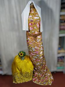 Timeless Grace Luxurious Jacquard Plain <b>Velvet</b> Dirac <b>Dress</b> with Floral Leafy Design <b>for</b> Girls-Special Festival Wedding Wear - Product Image 3