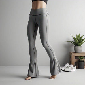 Leggings athlétiques évasés personnalisés pour femmes taille haute Compression Gym Yoga Fitness Wear respirant tricoté tissu Stretch pantalon - Product Image 2