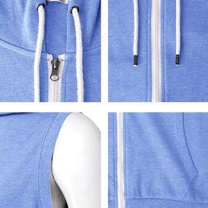 Chaqueta suave con capucha de calidad superior sin mangas 100% algodón tejido liso logotipo personalizado gimnasio sin mangas cremallera Sudadera con capucha - Product Image 6