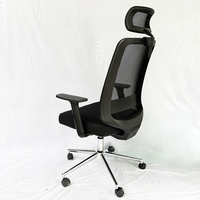 Chaise de bureau HOM1080-01A avec base pivotante, appui-tête, accoudoirs réglables dans 2 directions, soutien lombaire, amortisseurs (chromé BIFMA 85C)