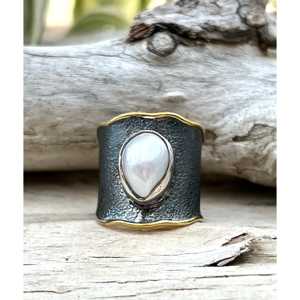 Banda para cigarros oxidada con adorno dorado y Perla - Product Image 3