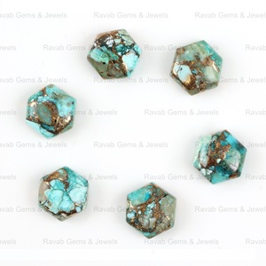 ทองแดงสีฟ้าตามธรรมชาติ12X12มม. รูปทรงหกเหลี่ยมแบนประกอบขึ้นเป็นพลอยขัดเงาคุณภาพสูงสำหรับการทำเครื่องประดับแบบละเอียด - Product Image 3