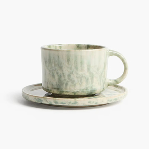 Modern Design Ceramic Cup And Saucer For Home Hotel or Restaurant Green Color Round Shaped Tabletop Coffee or Tea Cup And saucer - Product Image 1