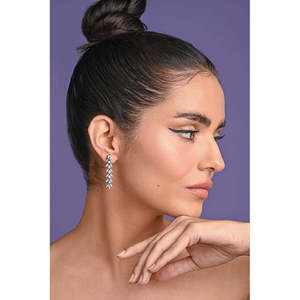 NOVAMART Fine 925 Sterling <b>Silver</b> <b>Drop</b> <b>Earrings</b> Aiza Dangler Trendy Feather Design for Wedding Party Gift Features Zircon Pearl - Product Image 4