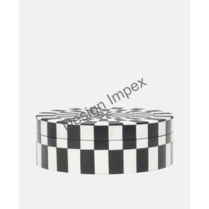 Boîte à bijoux ronde en incrustation d'os, style personnalisé, emballage de cadeaux personnalisés, utilisation de boîtes écologiques, impression d'échecs, prix de gros - Product Image 3