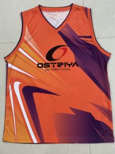 เสื้อกล้ามผู้ชาย Ostriya International สีส้ม พิมพ์ลายด้วยความร้อน ระบายอากาศได้ดี ผลิตจากโพลีเอสเตอร์ 100% แห้งเร็ว ทรงทางการ คอวี สำหรับฤดูร้อน - Product Image 1