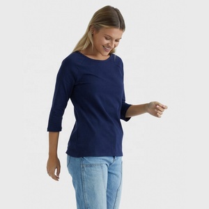 Camiseta de manga larga personalizada para mujer al por mayor, algodón transpirable de secado rápido con diseño en blanco para ropa de calle en primavera - Product Image 4