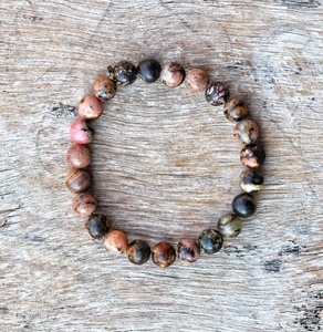 Pulsera ajustable con abalorios de piedras preciosas de Rodonita de estilo clásico personalizable, certificado por terceros para bodas - Product Image 1