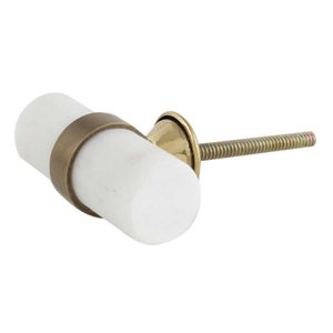 Bouton de tiroir en marbre blanc et en laiton, quincaillerie décorative pour meubles, élégant, moderne, propre, luxe, vente en gros - Product Image 1