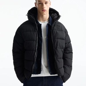 เสื้อโค้ทกันหนาวแบบมีฮู้ดสำหรับผู้ชาย แบรนด์ดีไซเนอร์ชั้นนำ ไซส์พลัส สีดำ ซิปหน้า ผ้าหนา หรูหรา แขนยาว บุด้วยขนเป็ด อุ่นสบาย เหมาะสำหรับฤดูหนาว - Product Image 1