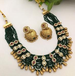 ชุดสร้อยคอพร้อมต่างหูชุบทองคุณภาพสูง ดีไซน์หรูหรา สำหรับงานแต่งงาน ชุดแต่งกายแบบดั้งเดิม สำหรับผู้หญิง - Product Image 2