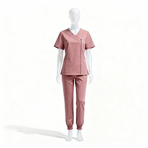 Elegante logotipo personalizado al por mayor enfermera Hospital uniformes médicos poliéster rayón Spandex estiramiento pantalones acampanados conjuntos para las mujeres - Product Image 3