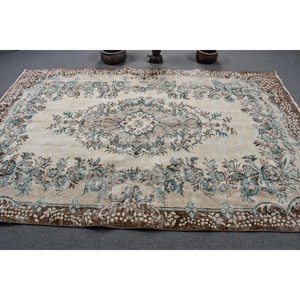 Classique Beige Marron 5.9X9 ft Vintage Tapis Turc Laine Grande Surface Patchwork pour Couloir Chambre Latex Parfait Tapis De Chevet - Product Image 3